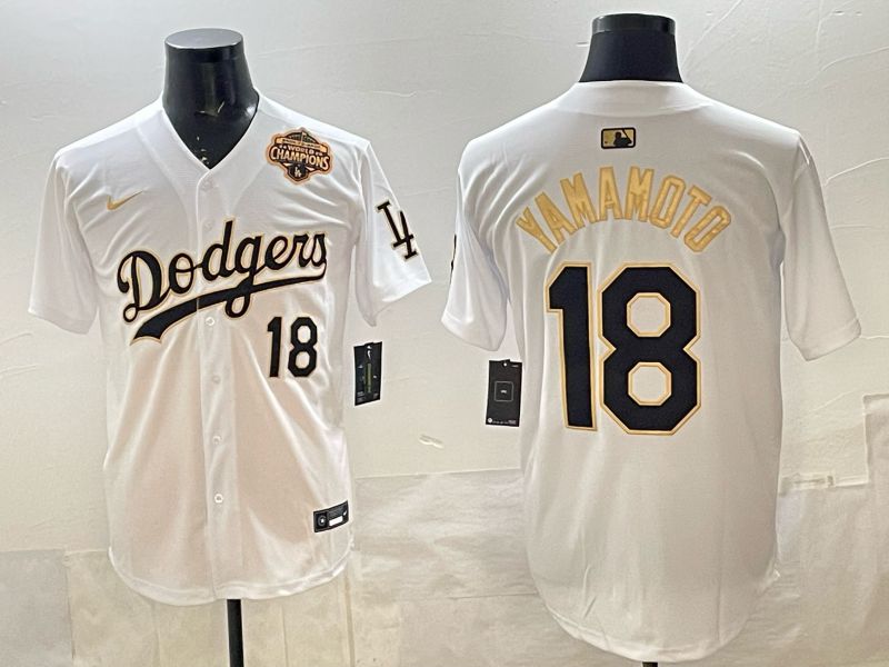Men 2026 Nike Los Angeles Dodgers #18 Yamamoto White Game MLB Jersey 010->los angeles dodgers->MLB Jersey